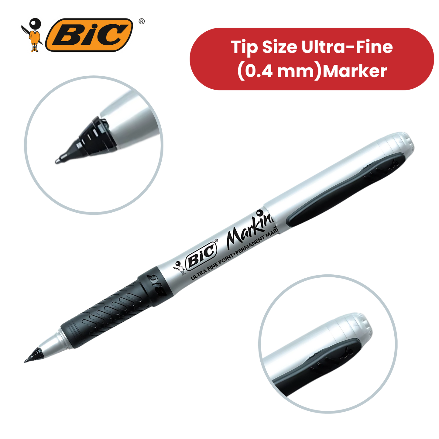 BIC Marking Permanent Markers Ultra Fine Tip Black - Pack of 12 - 1 to 5 Packs