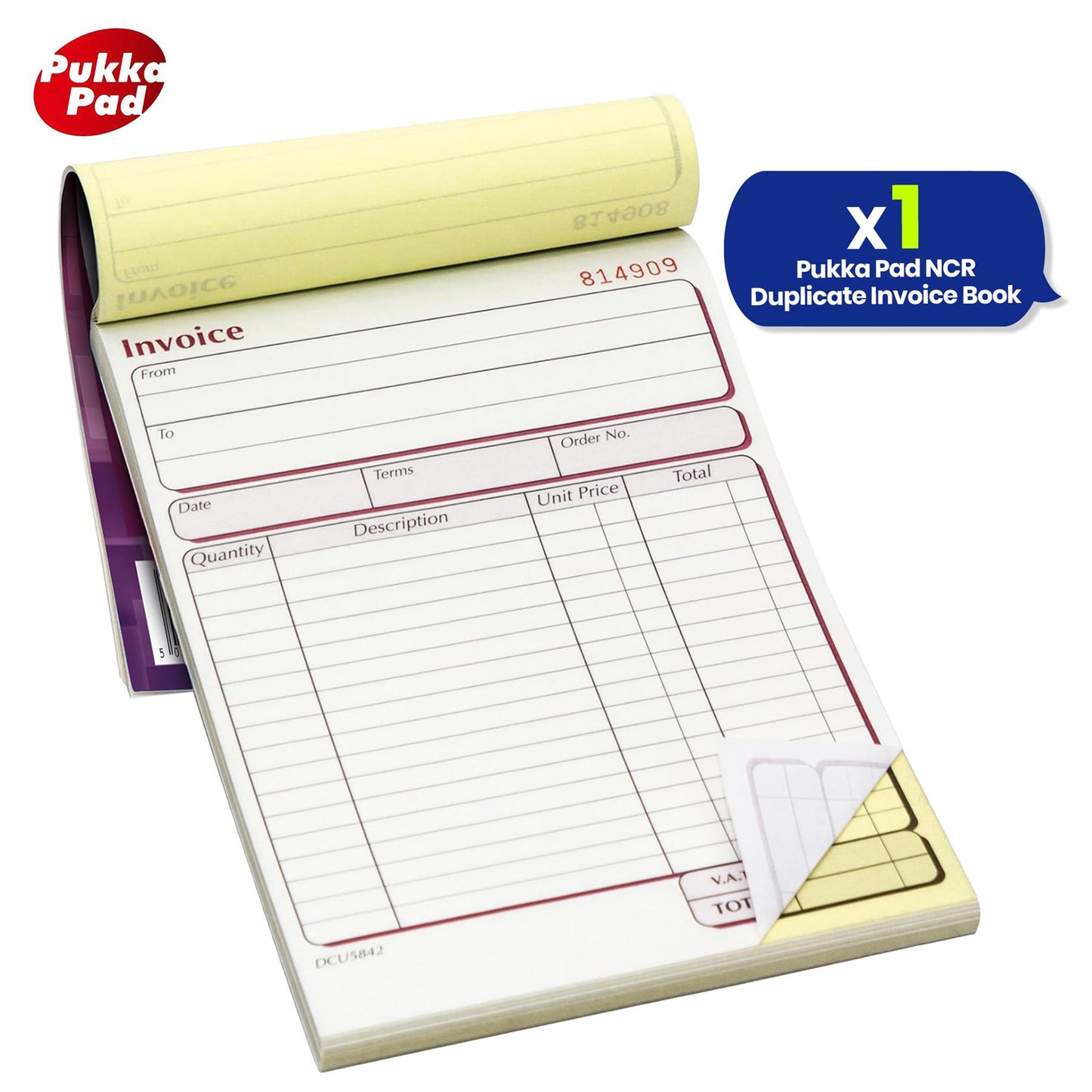 PUKKA PAD NCR Duplicate Invoice Book 50 Numbered Sets for Business Use