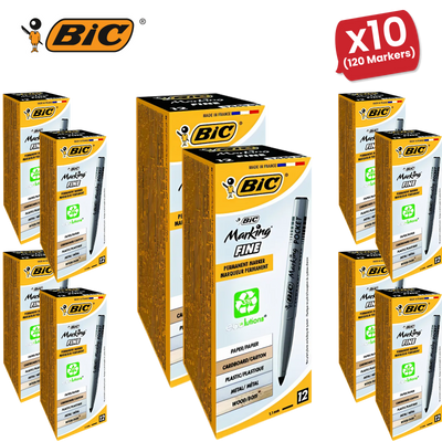 Bic Pocket Permanent Black Bullet Tip Marker - 10 Packs