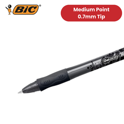 BIC Gel-Ocity Illusion 0.7mm Erasable Gel Pens Black - Pack of 12 Refillable