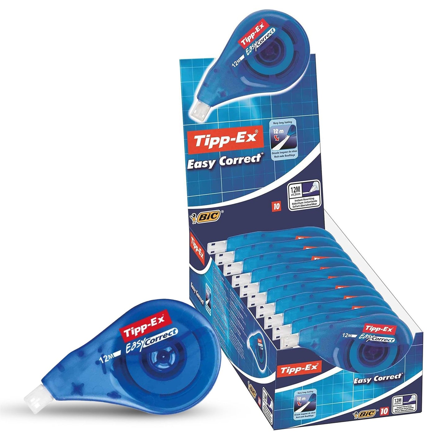 Tipp Ex Easy Correct Correction Tape Pack of 10 12m Tear Resistant Design