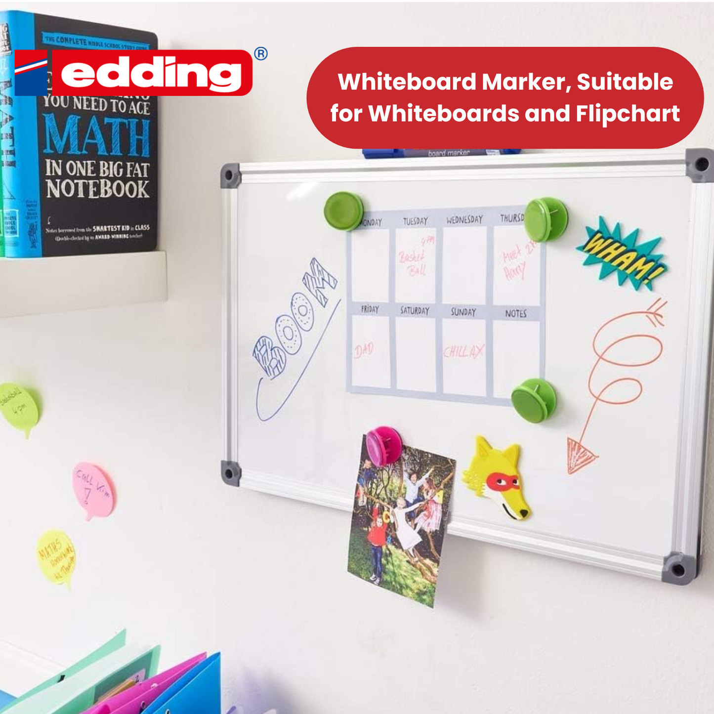 EDDING 360 BULLET TIP BLACK WHITEBOARD MARKERS - BOX OF 10