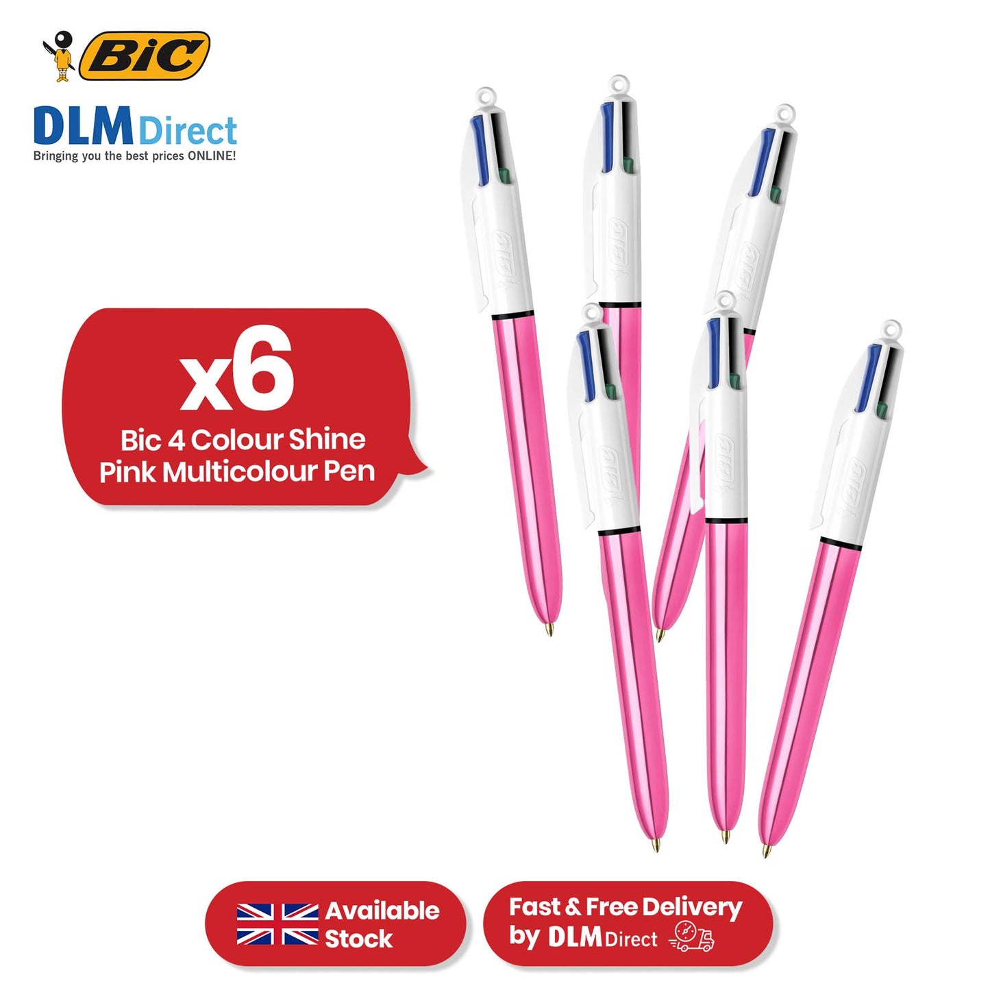 BIC 4 Colours Shine Multicolour Pen - 4 in One Biro for Students