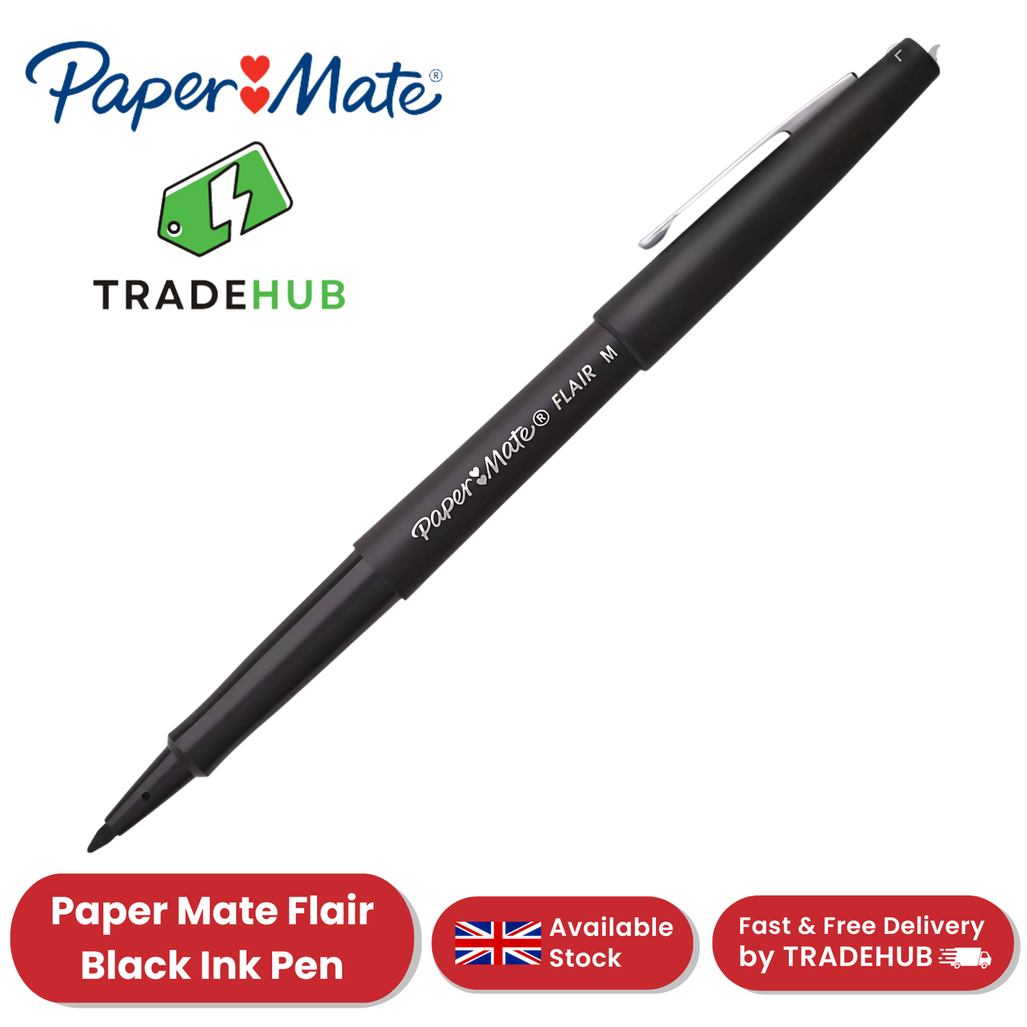 Paper Mate Flair Original Felt Tip Pen Black for Notes, Journaling & Office Use