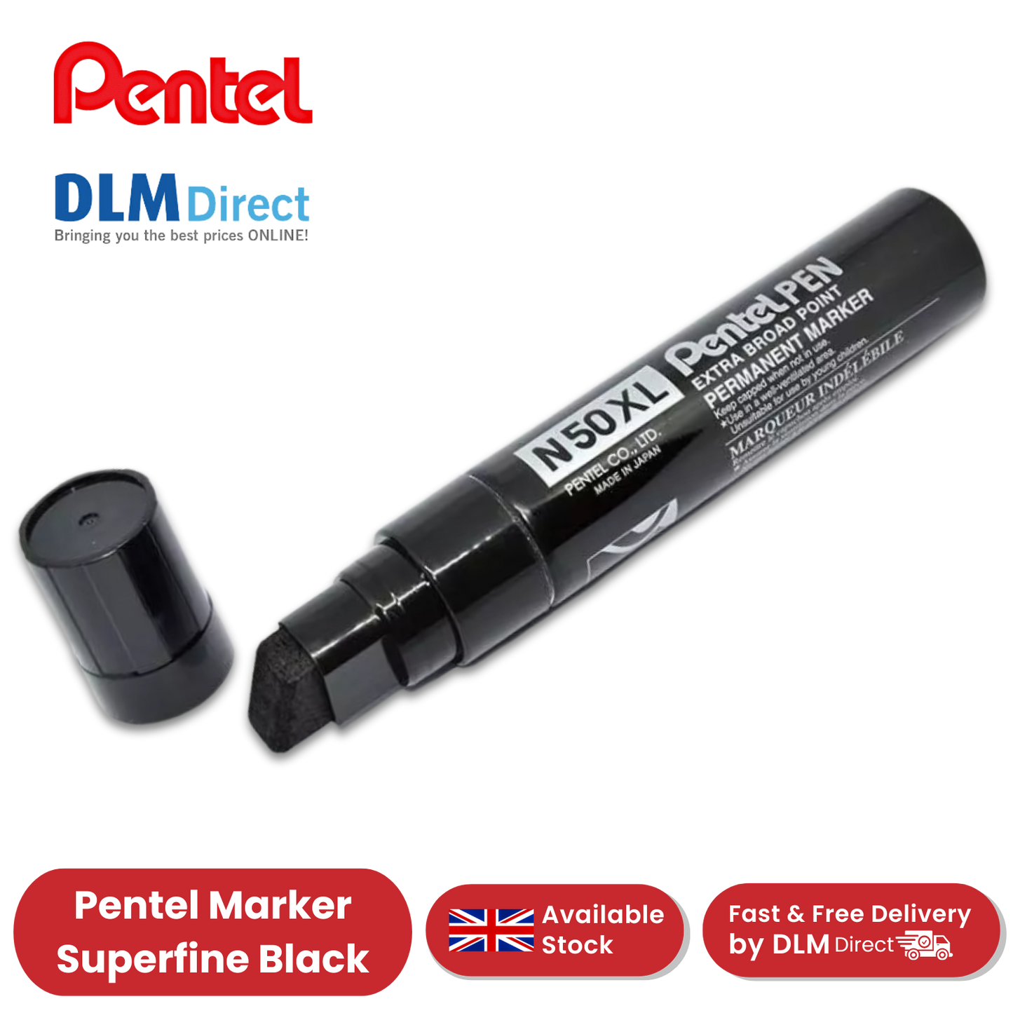 PENTEL  N50XL PERMANENT MARKER BLACK - Single Pen
