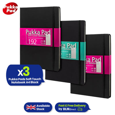 Pukka Pad A4 Notebook 192 Pages Inside Pocket Journal, Writing Book For Office Workers (Pack of 3)