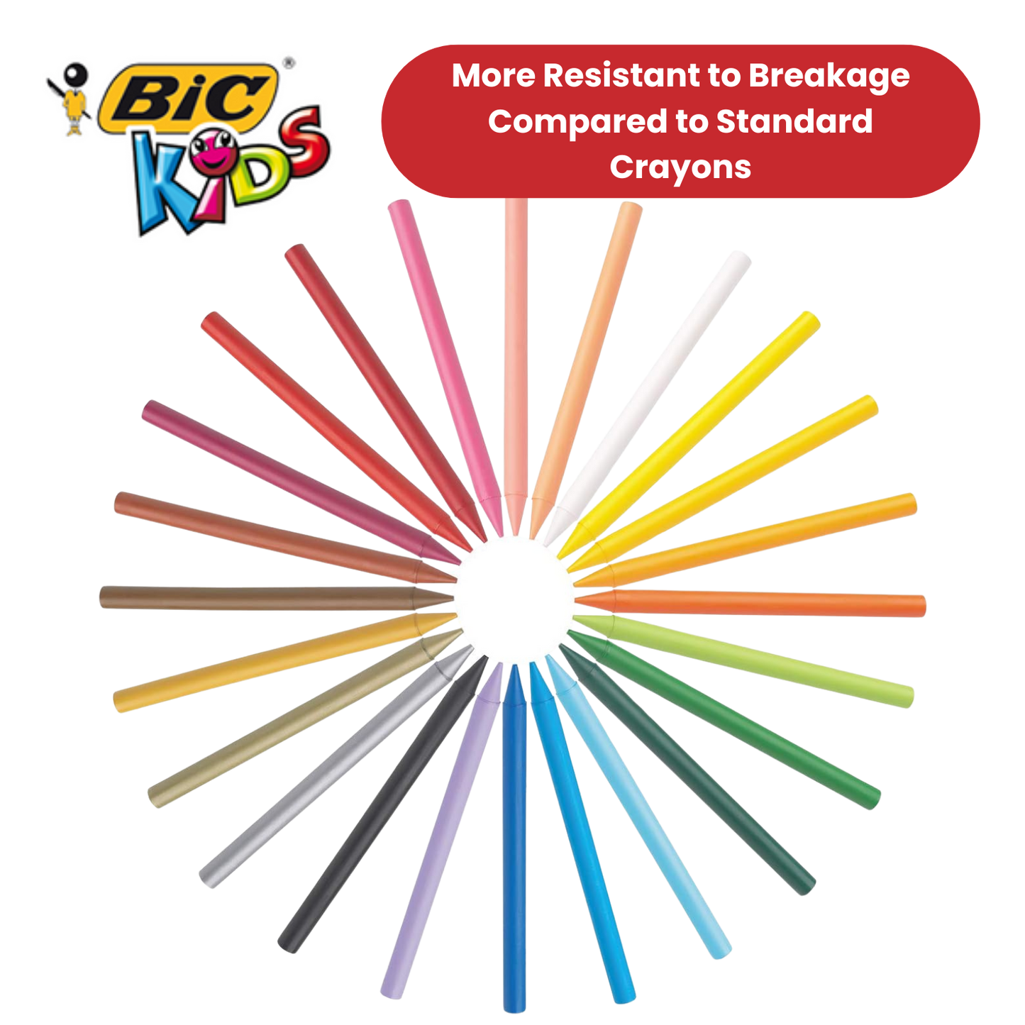 BIC Kids Plastidecor Crayons Assorted Colours - Wallet of 24 - 1 to 5 Packs