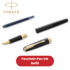 Parker Quink Black Ink Cartridges Fountain Pen Refill, Smooth Flow - Box of 5