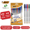 BIC Cristal Original Ballpoint Pens, Fine 1.0mm, 10 Assorted Colours, Comfortable Grip for School and Office