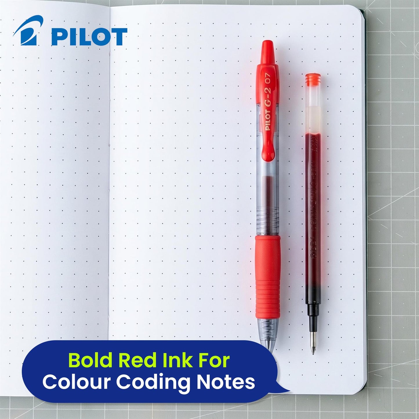 Pilot G2-07 Refill - Gel Roller Ball Red Ink Refill For Smooth Writing