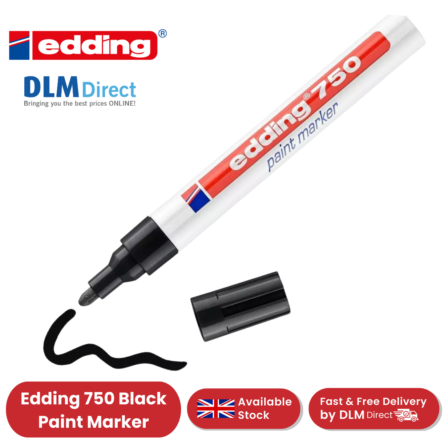 Edding 750 Permanent Paint Markers - Bold Black Ink for Multi-Surface Writing