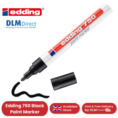 Edding 750 Permanent Paint Markers - Bold Black Ink for Multi-Surface Writing