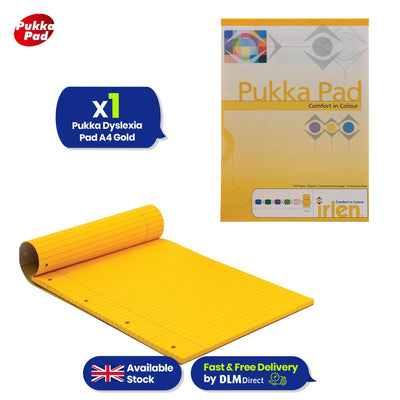 Pukka Dyslexia Pad A4 80gsm Ruled With Margin 100 Pages 50 sheets - Color: Gold