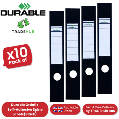 Durable Ordofix Self-Adhesive Spine Labels - Black - Pack of 10 - 60 mm - 1 - 5