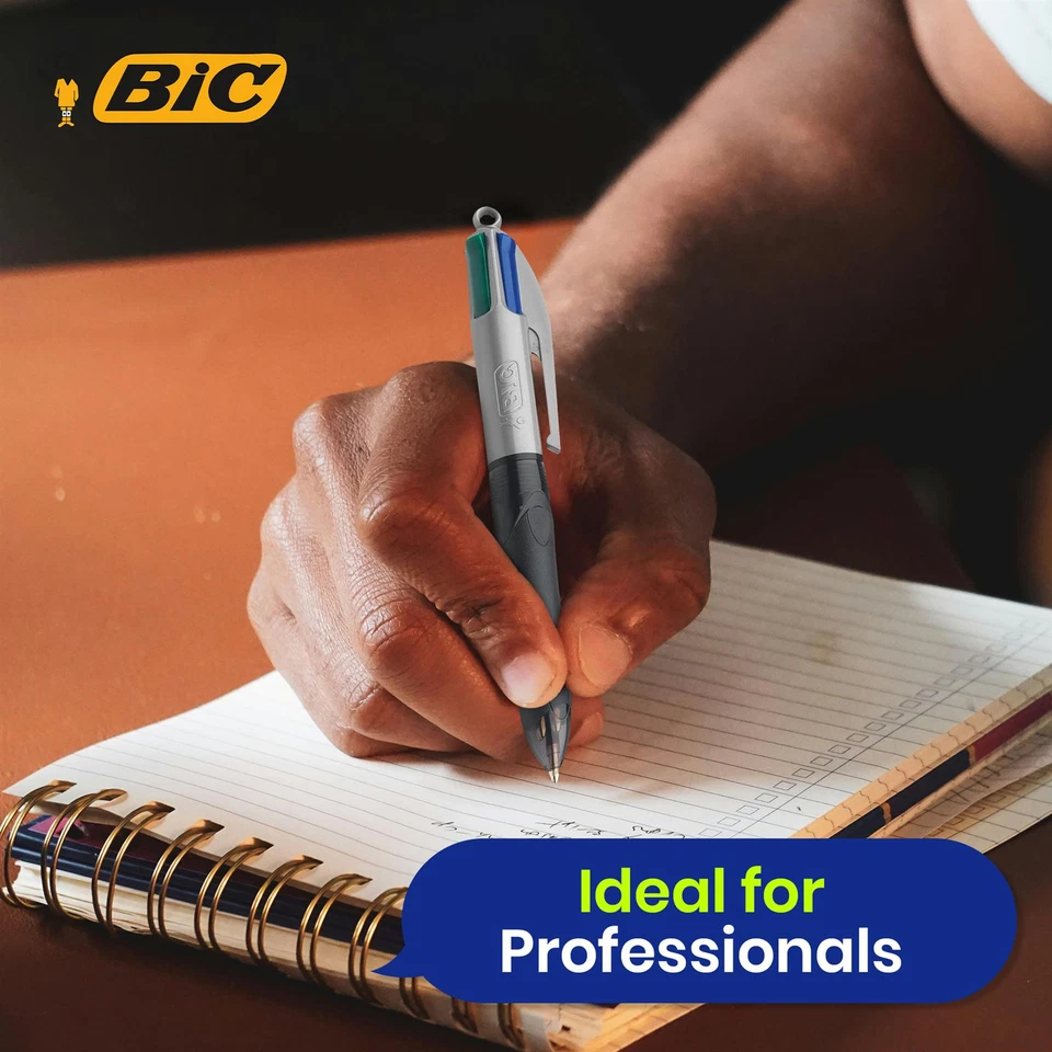 BIC 4 Colours Grip Pro Ballpoint Pens, Pack of 3