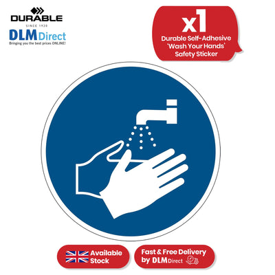 Durable Wash Hands Floor Sticker - 43cm Blue Self-Adhesive Hygiene Reminder Safety Decal for Office