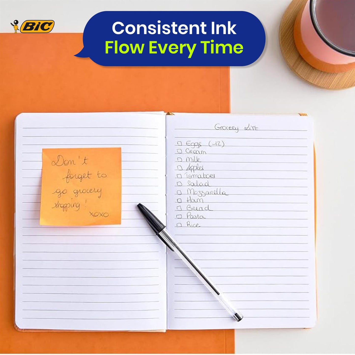 Bic Cristal Original Ballpoint Pens Medium Tip (1mm), Black, Blister of 10