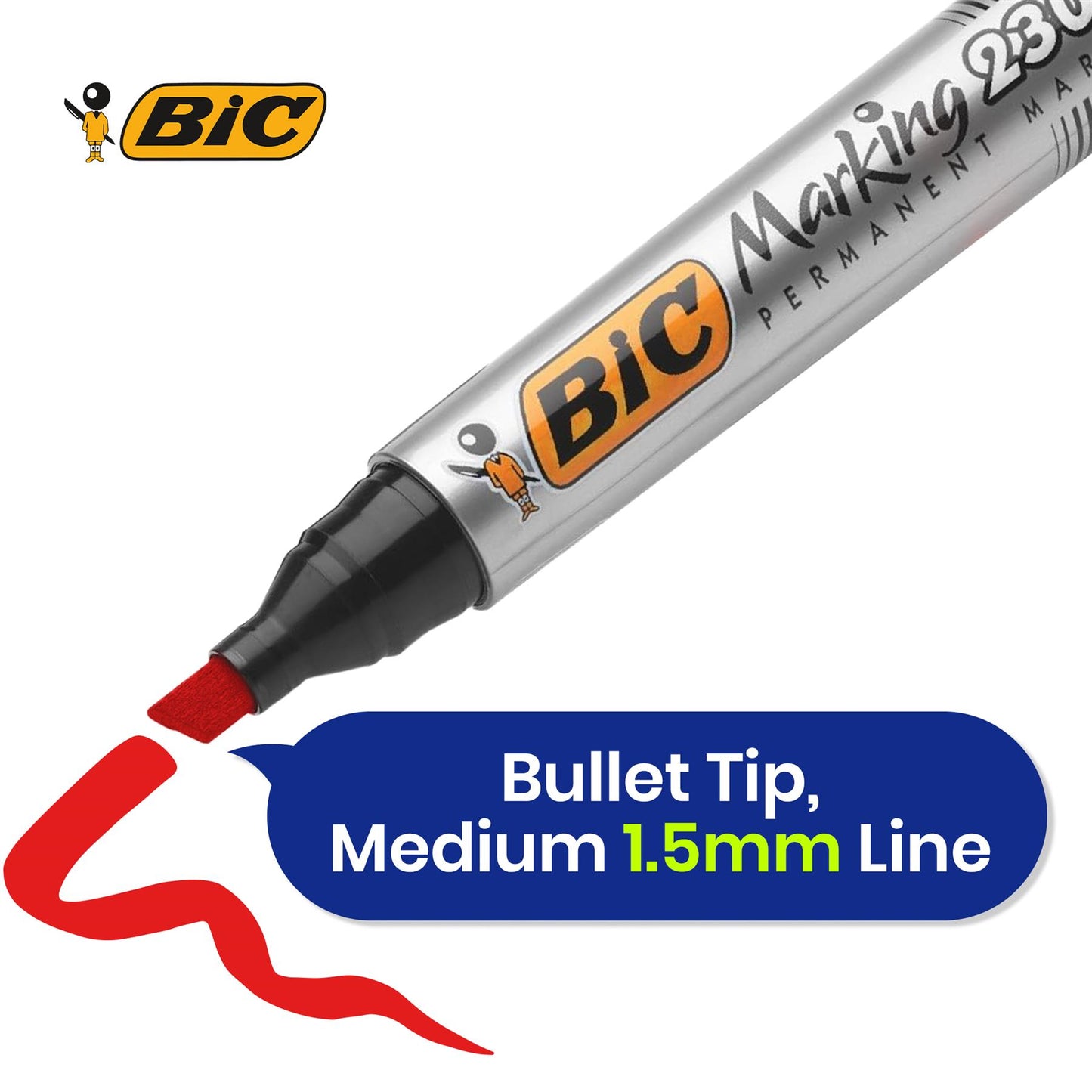 BIC Marking 2300 ECOlutions Permanent Chisel Tip Markers Red - Single Pen