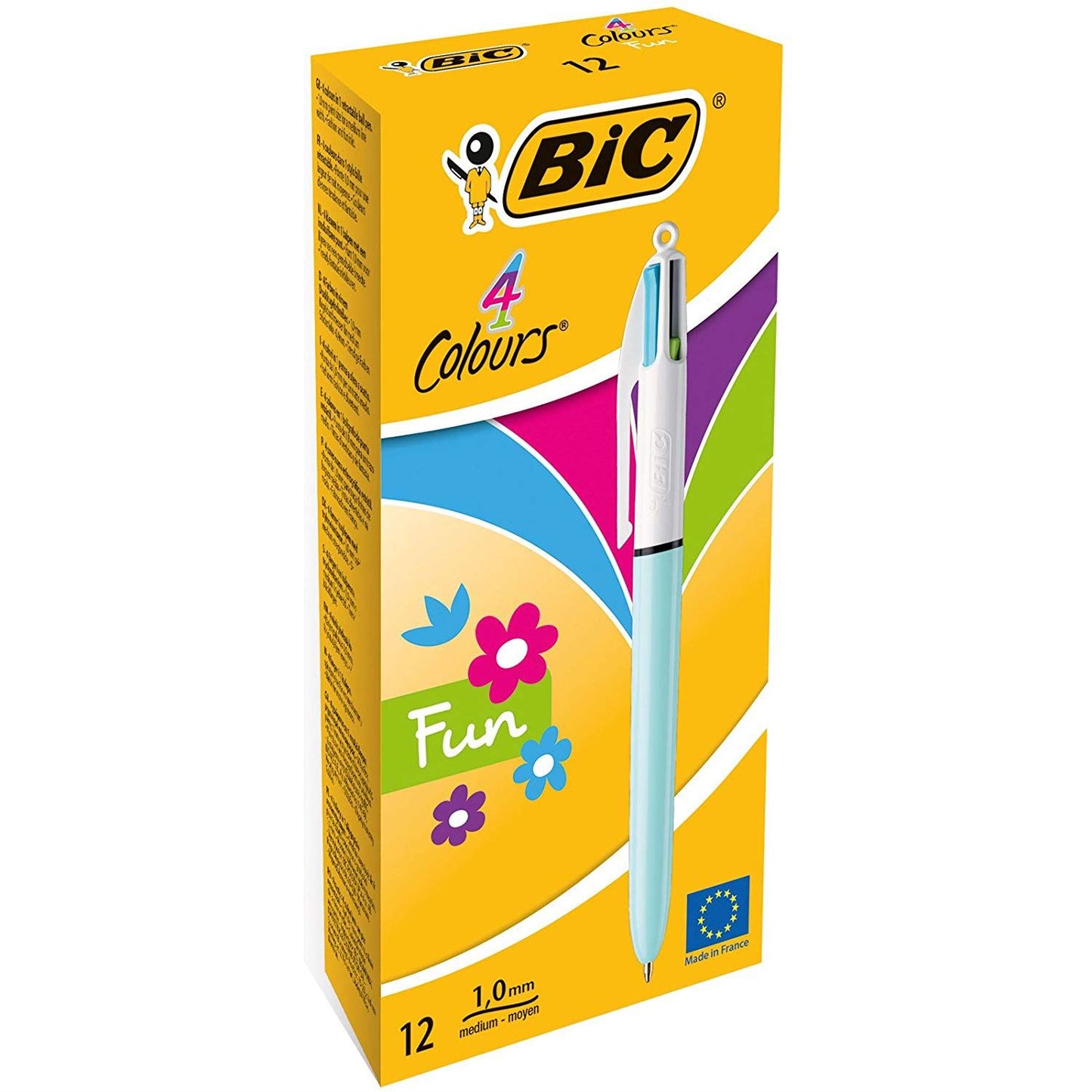 Bic 4 Colours Fun Ballpoint Pen 1.0mm - Pack of 12