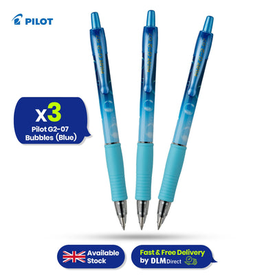 Pilot G2 Gel Pen Bubble Blue Pack of 3 Blue Gel Ink 0.7mm Ergonomic Grip