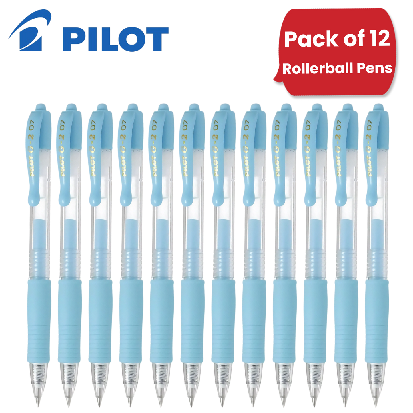 Pilot G-207 Retractable Gel Rollerball Medium Pastel Blue - Pack of 12