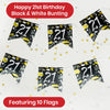 Happy 21st Birthday Black and White Bunting Hanging Party Decoration