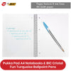 Pukka Pad A4 Jotta Book 3 Pack with BIC Cristal Fun Turquoise Pens 20 Pack 1.6mm