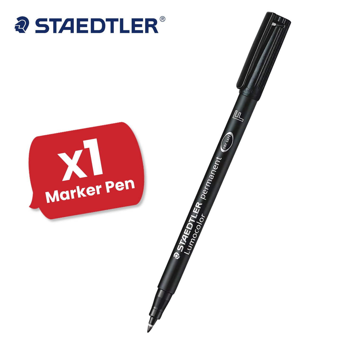 STAEDTLER Lumocolor Black Permanent Marker - 318F 0.6mm Fine Tip Writing Markers for Office