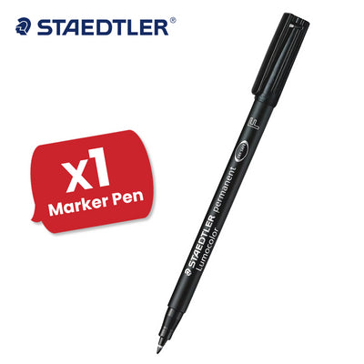 STAEDTLER Lumocolor Black Permanent Marker - 318F 0.6mm Fine Tip Writing Markers for Office