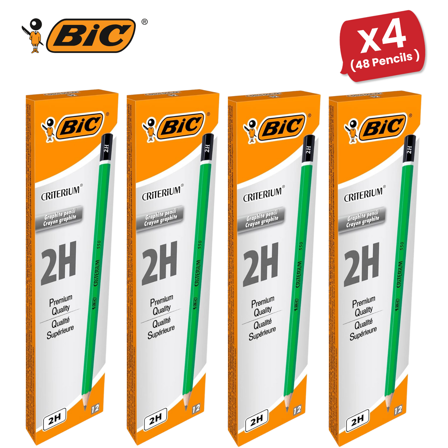 BIC Criterium 550 2H Hexagonal Pencils (Box of 12), black - Pack of 1 to 5