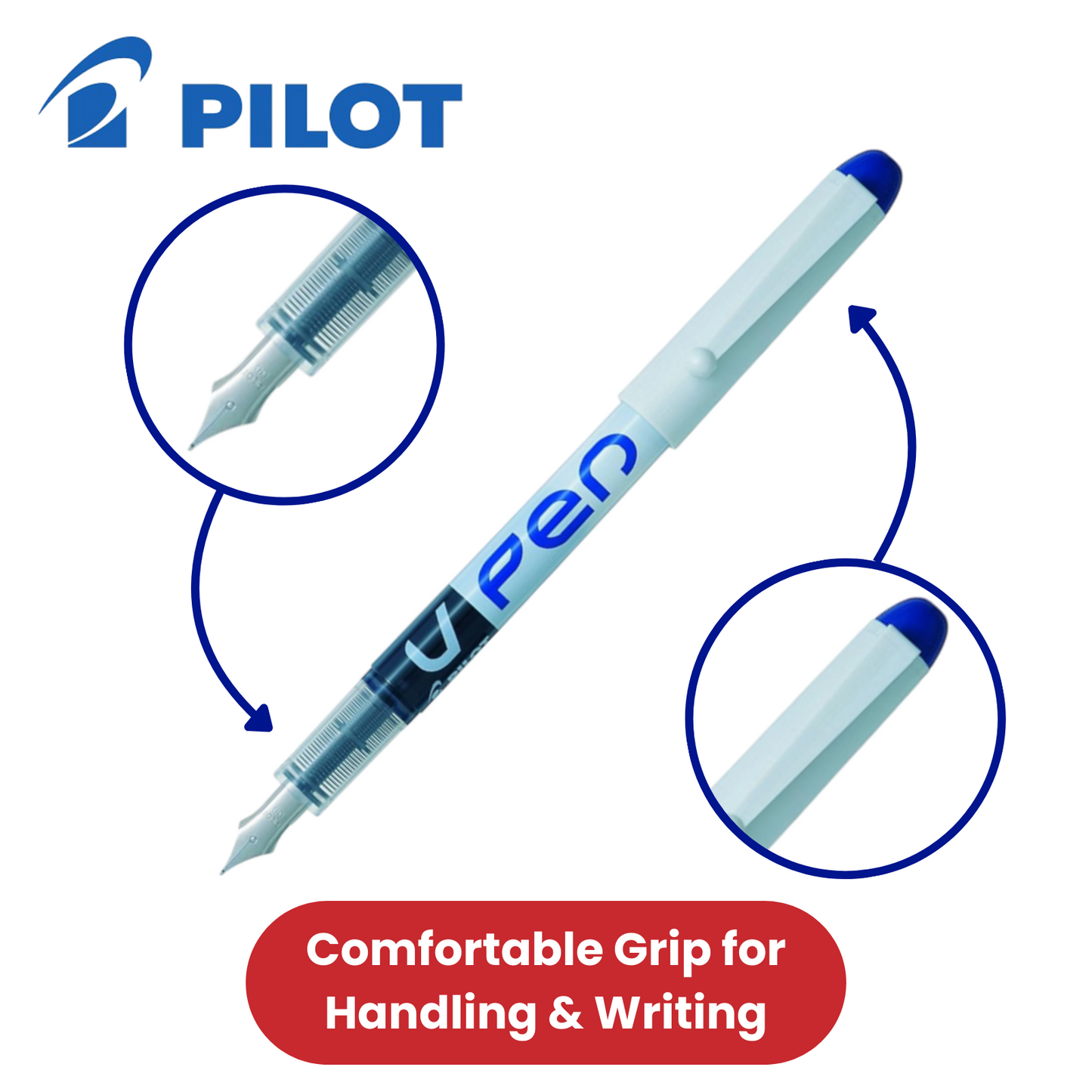 Pilot VPen Disposable Fountain Pens Smooth Writing, Pre-Filled Ink - Violet