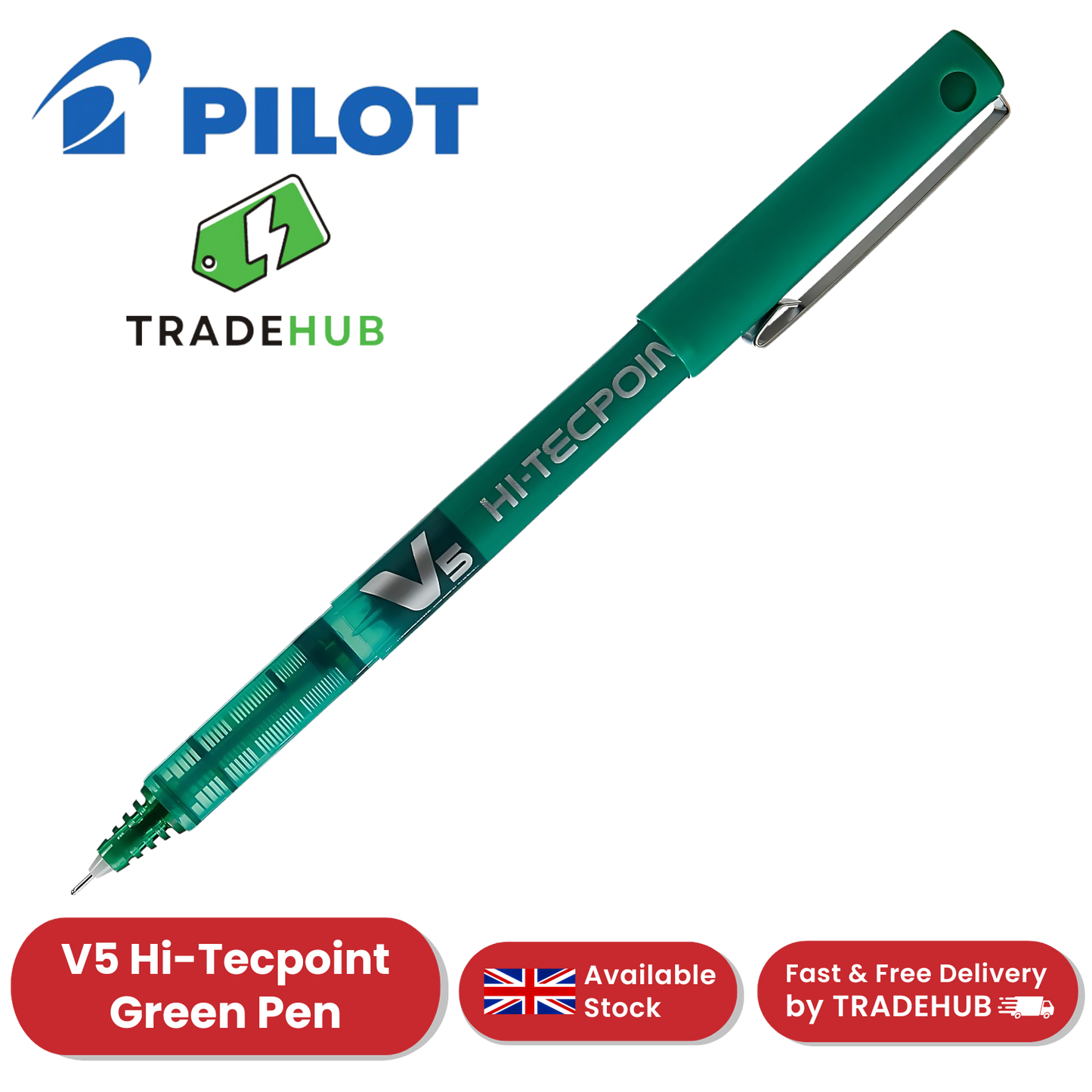 Pilot Hi-Tecpoint V5 Liquid Ink Rollerball Pen Fine Tip 0.5mm Multipens - Green
