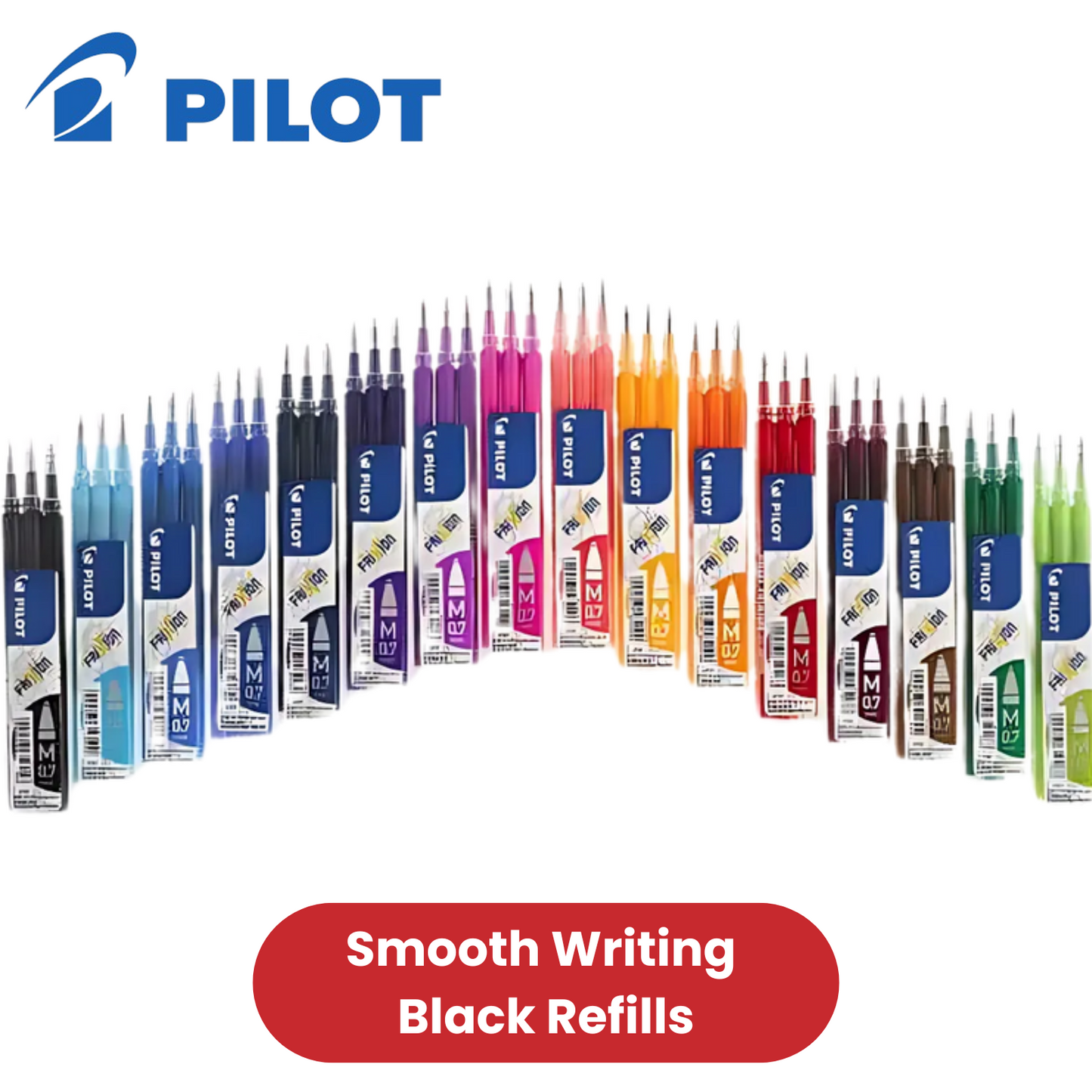 Pilot FriXion Ball & Clicker Pen Refills Black 0.7mm (Pack of 3) Smooth Writing