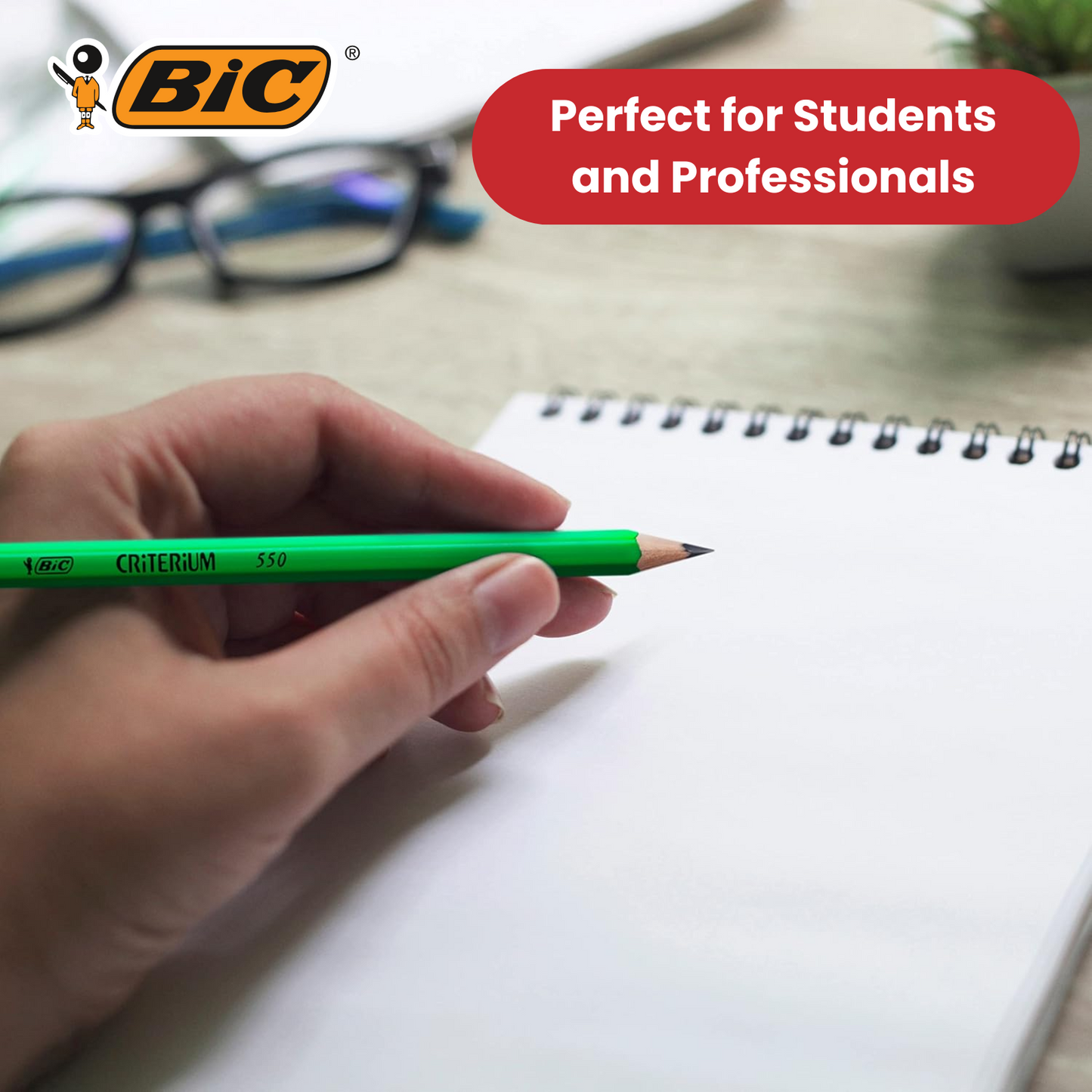 BIC Criterium 550 2H Hexagonal Pencils (Box of 12), black - Pack of 1 to 5