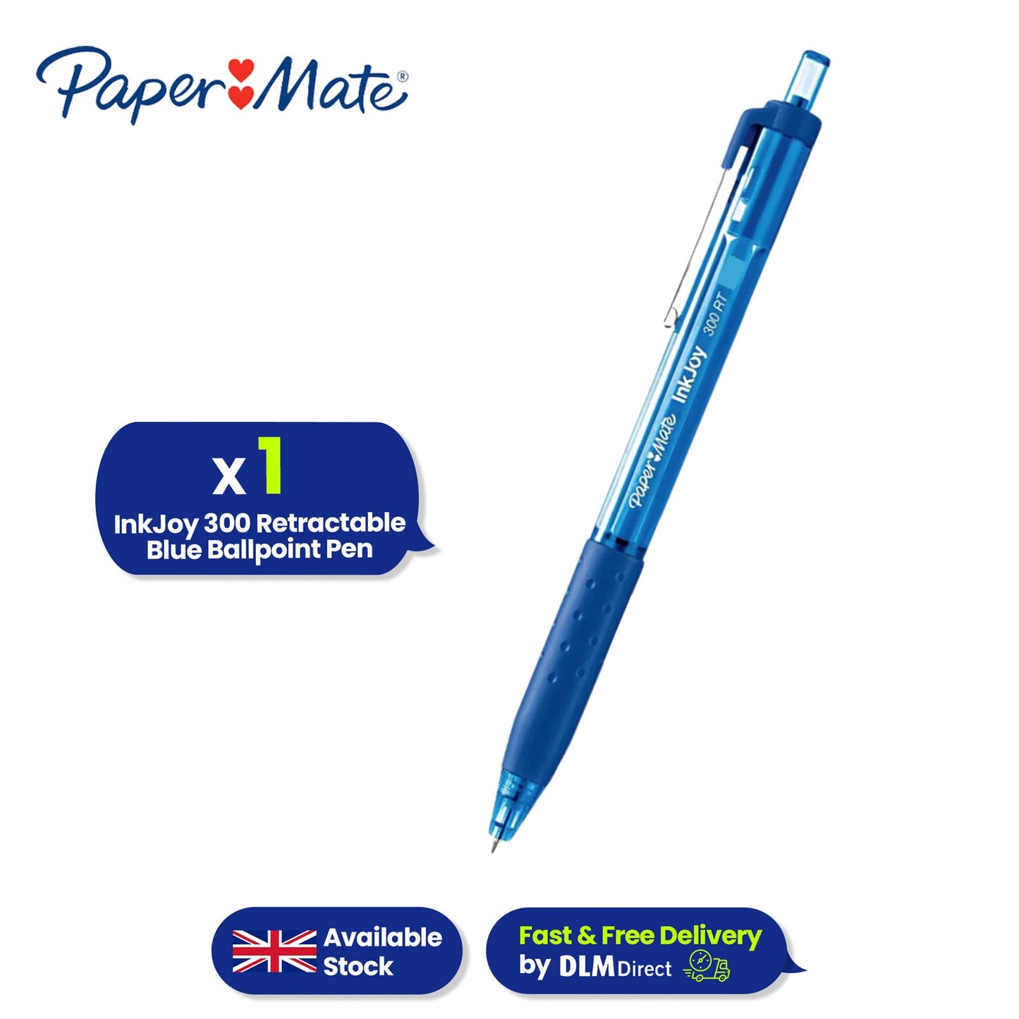 Paper Mate InkJoy 300 Retractable Ballpoint Pen 0.5mm Fine Point - Blue