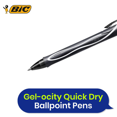 Bic Gel-ocity Quick Dry Med Rollerball Black PK12
