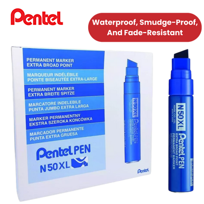 Pentel N50XL Permanent Marker Blue for Bold, Smudge-Proof Writing – Single Pen