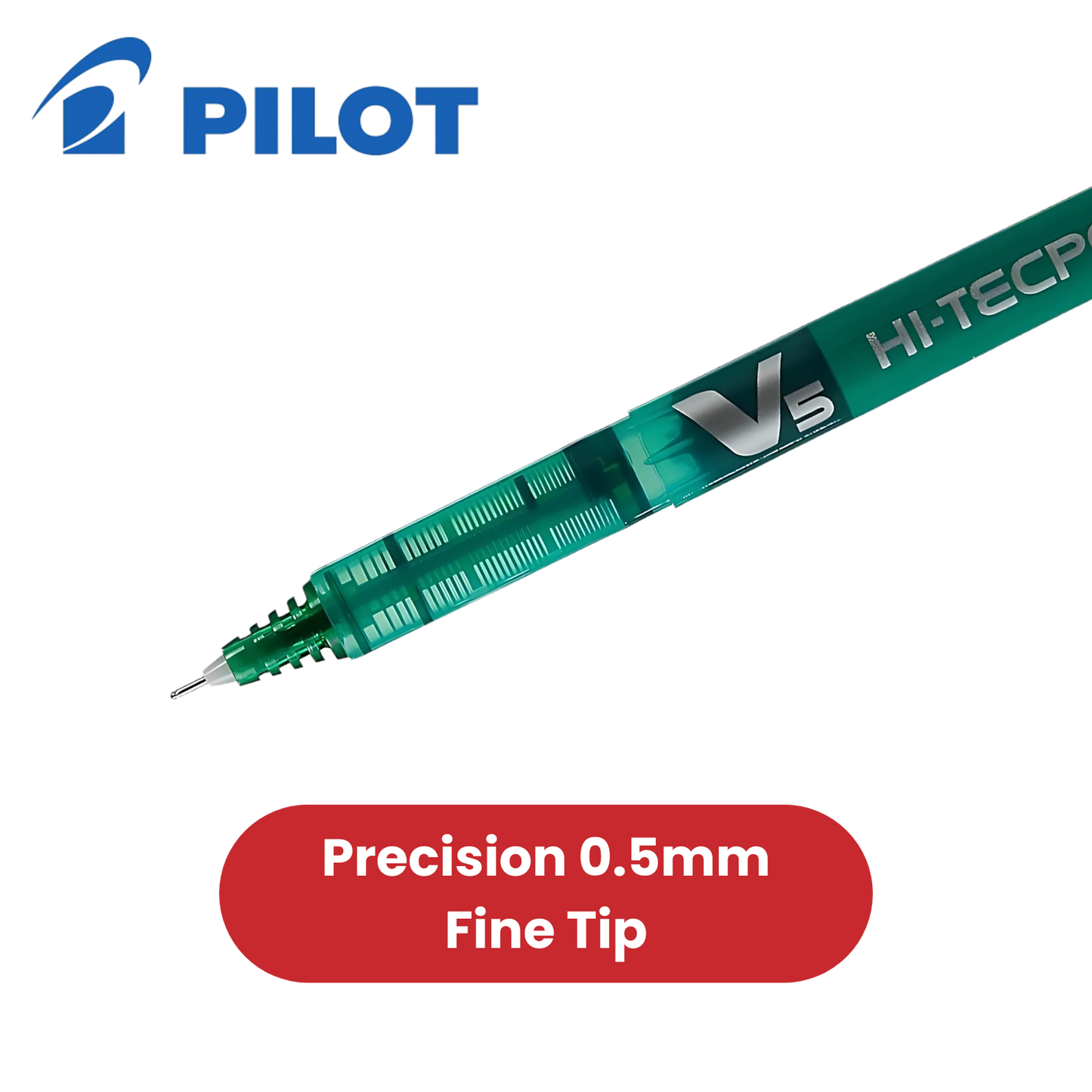 Pilot Hi-Tecpoint V5 Liquid Ink Rollerball Pen Fine Tip 0.5mm Multipens - Green