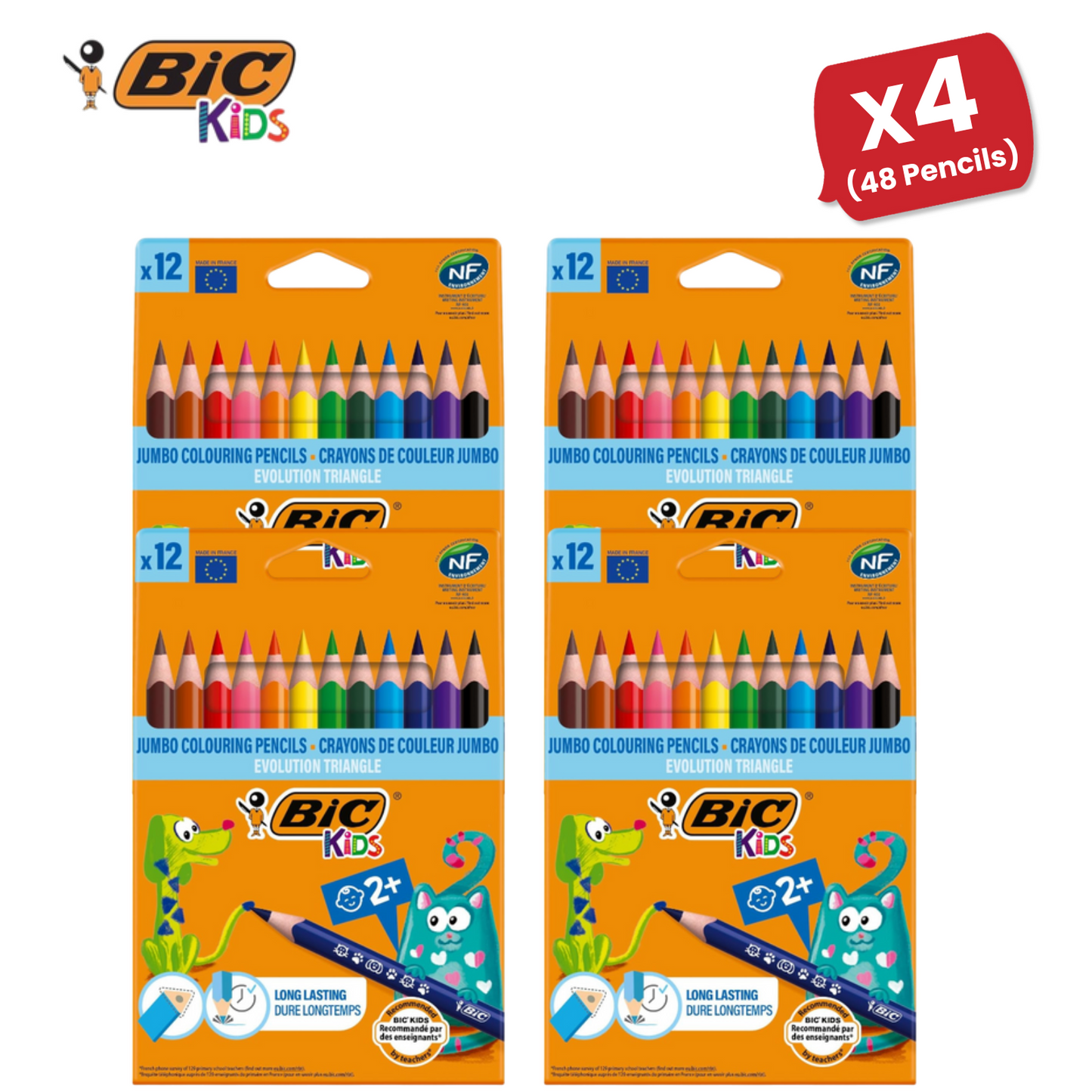 BIC Kids Evolution Triangle ECOlutions Colouring Pencils Assorted - Pack of 12