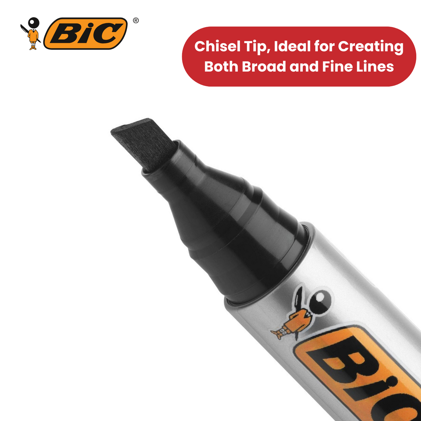 Bic 2300 Permanent Black Chisel Tip Marker (Pack of 12) X2