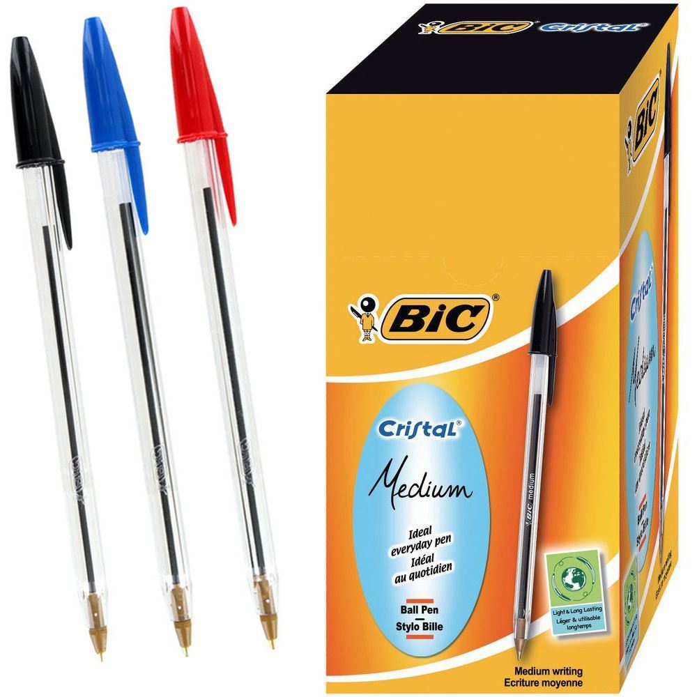BIC CRISTAL MEDIUM BALL POINT PEN BLACK - Single