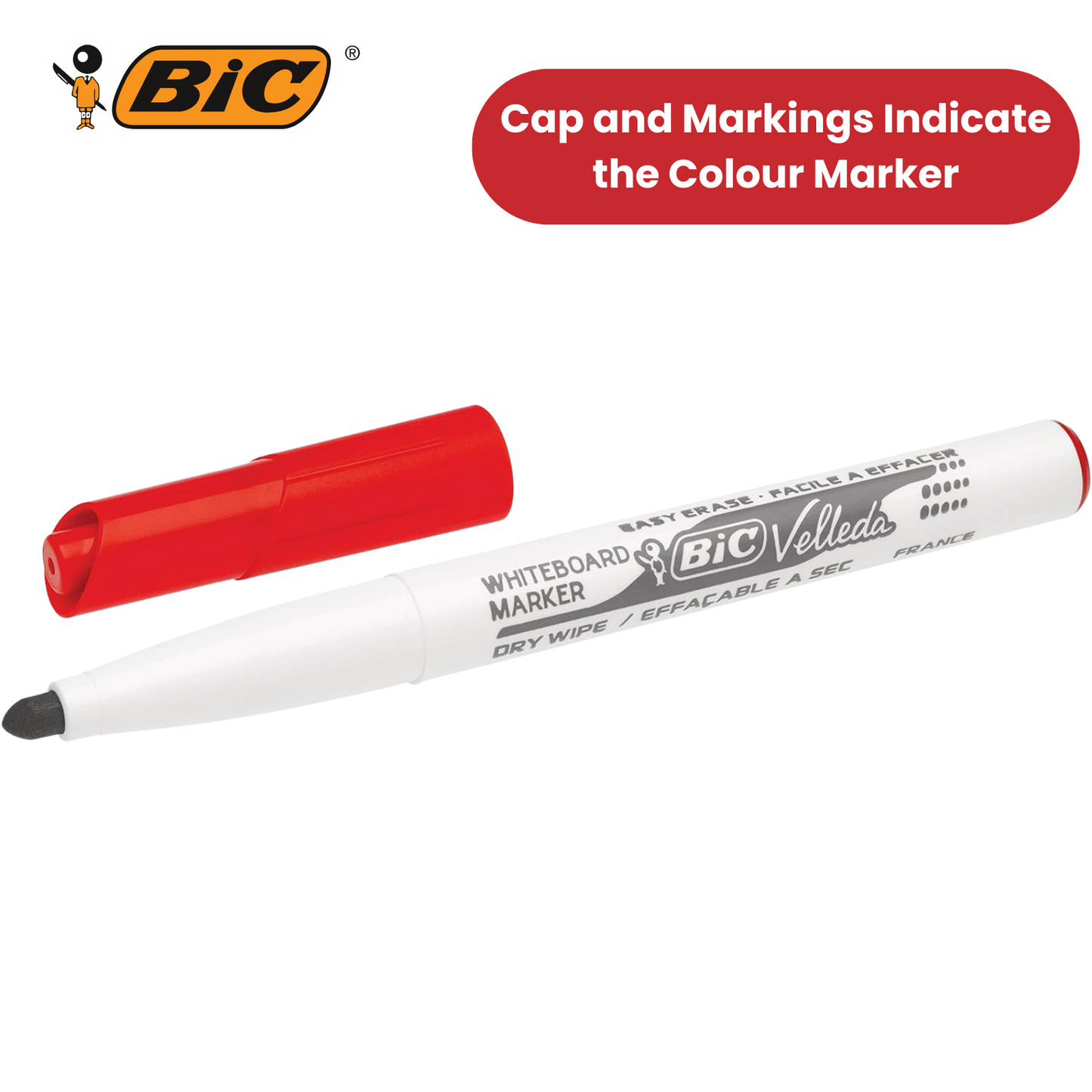 Bic Velleda 1741 Whiteboard Drywipe Markers Red – Long-Lasting Pens Box of 12Bic Velleda 1741 Whiteboard Drywipe Markers Red – Long-Lasting Pens Box of 12