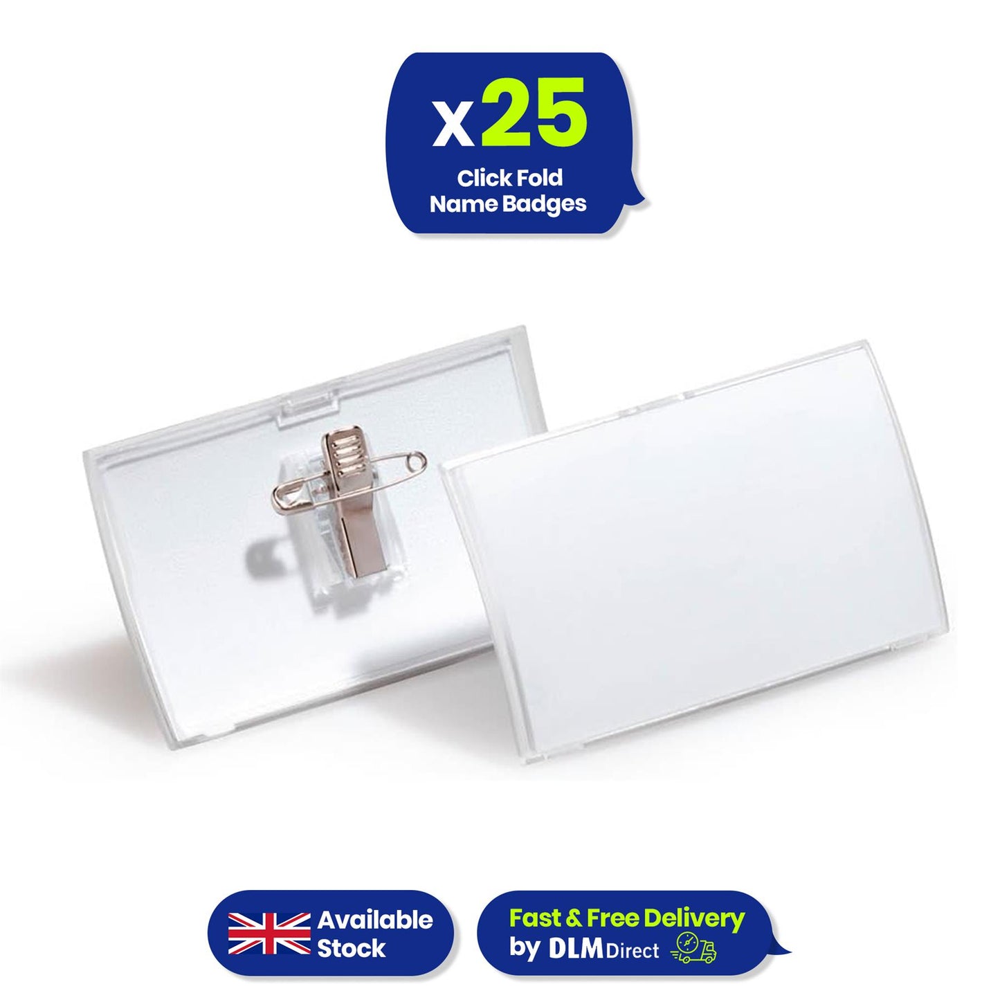 Durable Click Fold Name Badge with Combi Clip 54x90mm Transparent