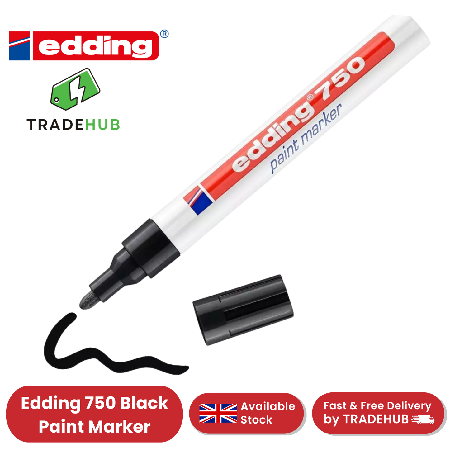 Edding 750 Permanent Paint Markers - Bold Black Ink for Multi-Surface Writing
