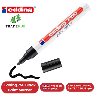 Edding 750 Permanent Paint Markers - Bold Black Ink for Multi-Surface Writing