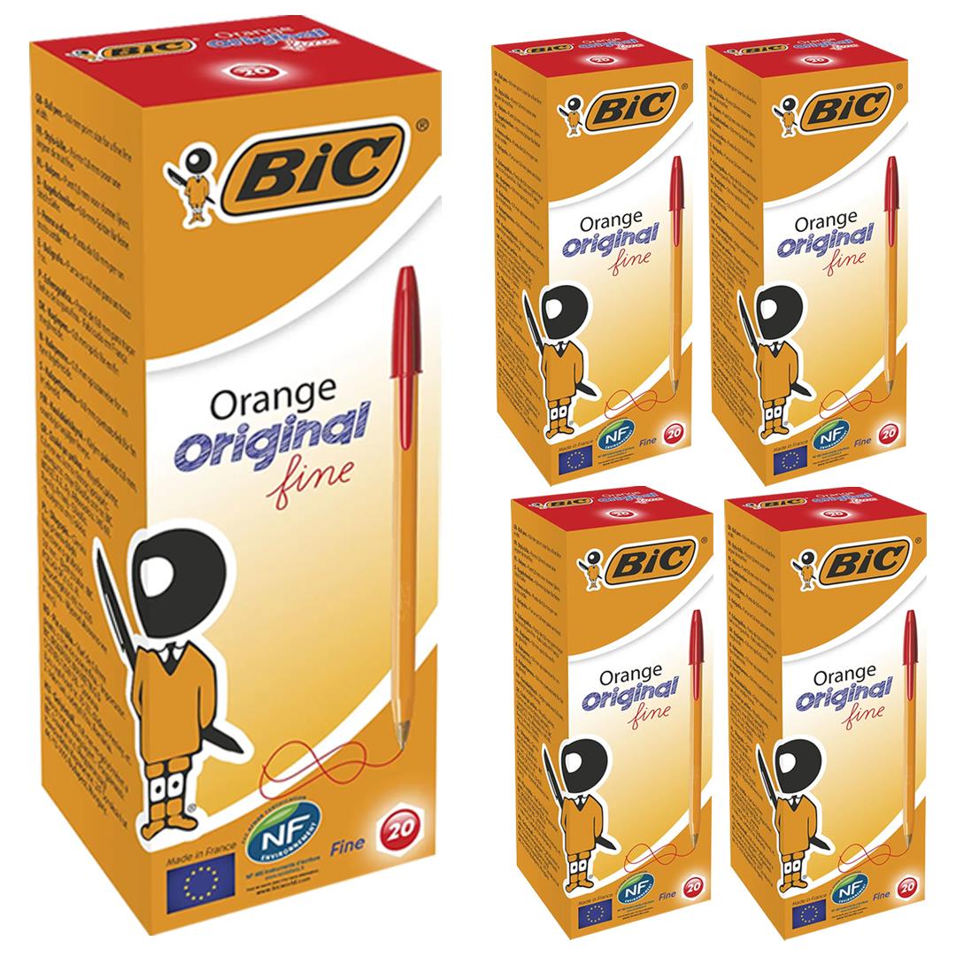 Bic Orange Ball Pen Fine Red Pk20
