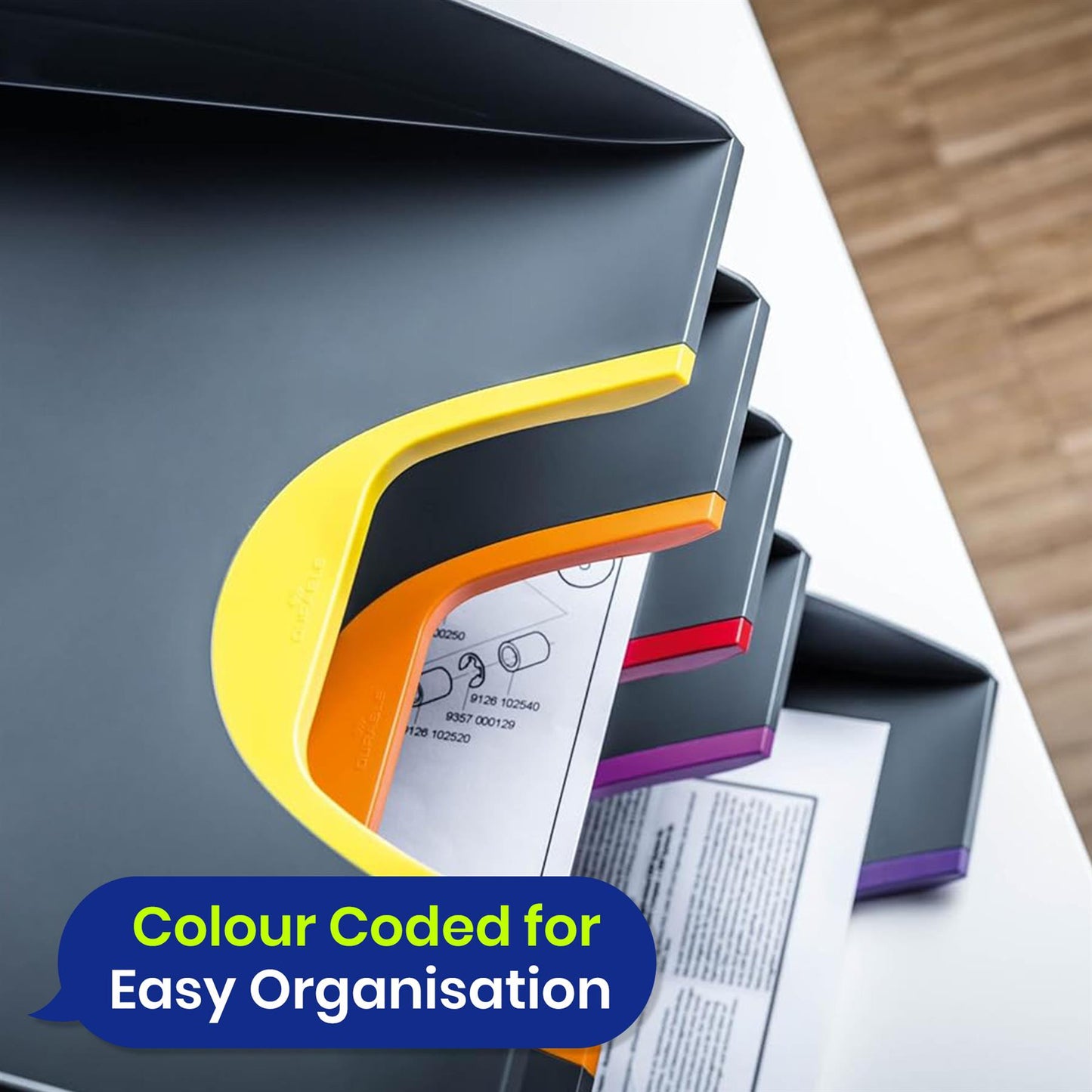 5x Letter Tray A4 Stackable Office Paper Tray Durable Desk Organiser for Paperwork