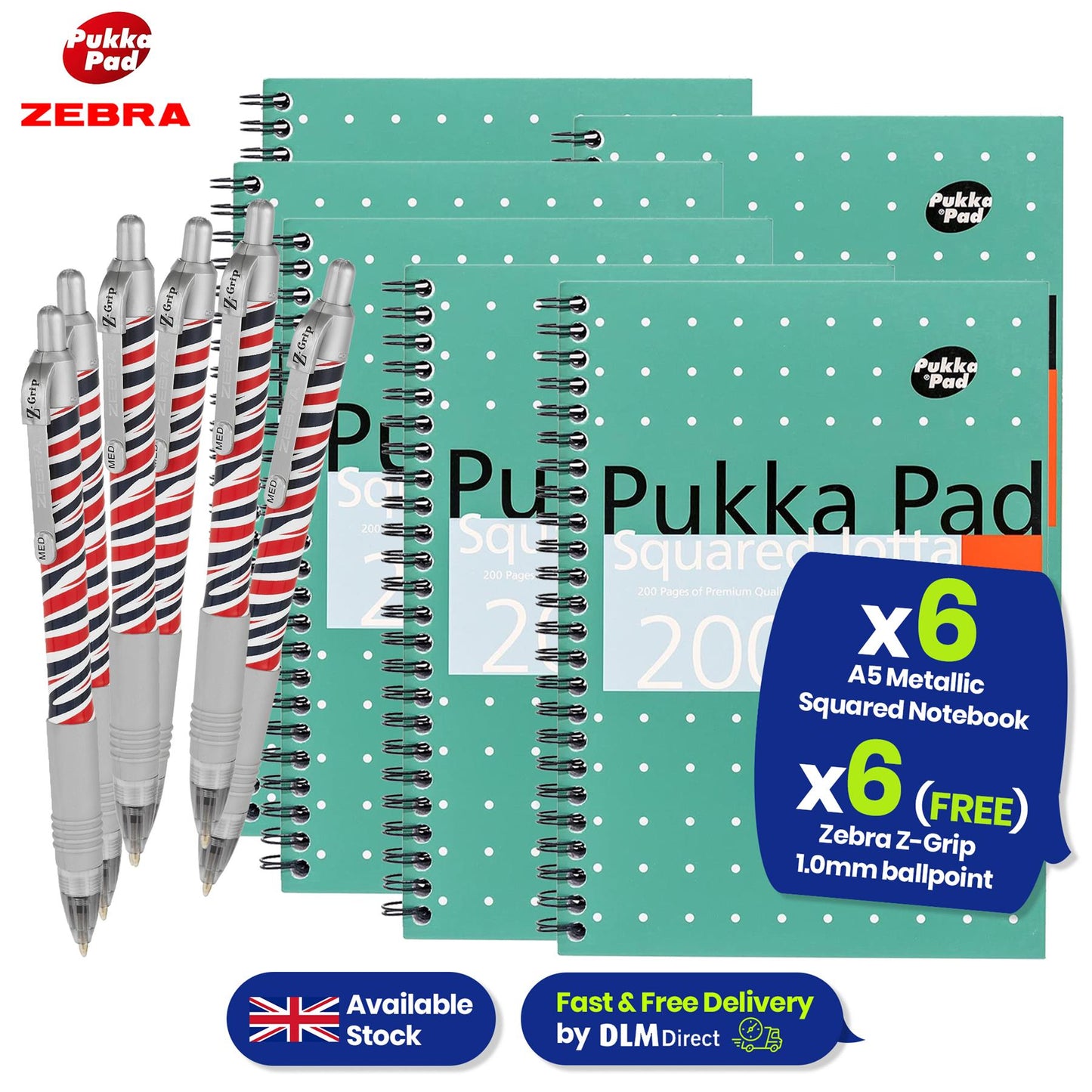 Pukka Pad A5 Squared Jotta Book, 200 Pages Wirebound Grid, Perforated