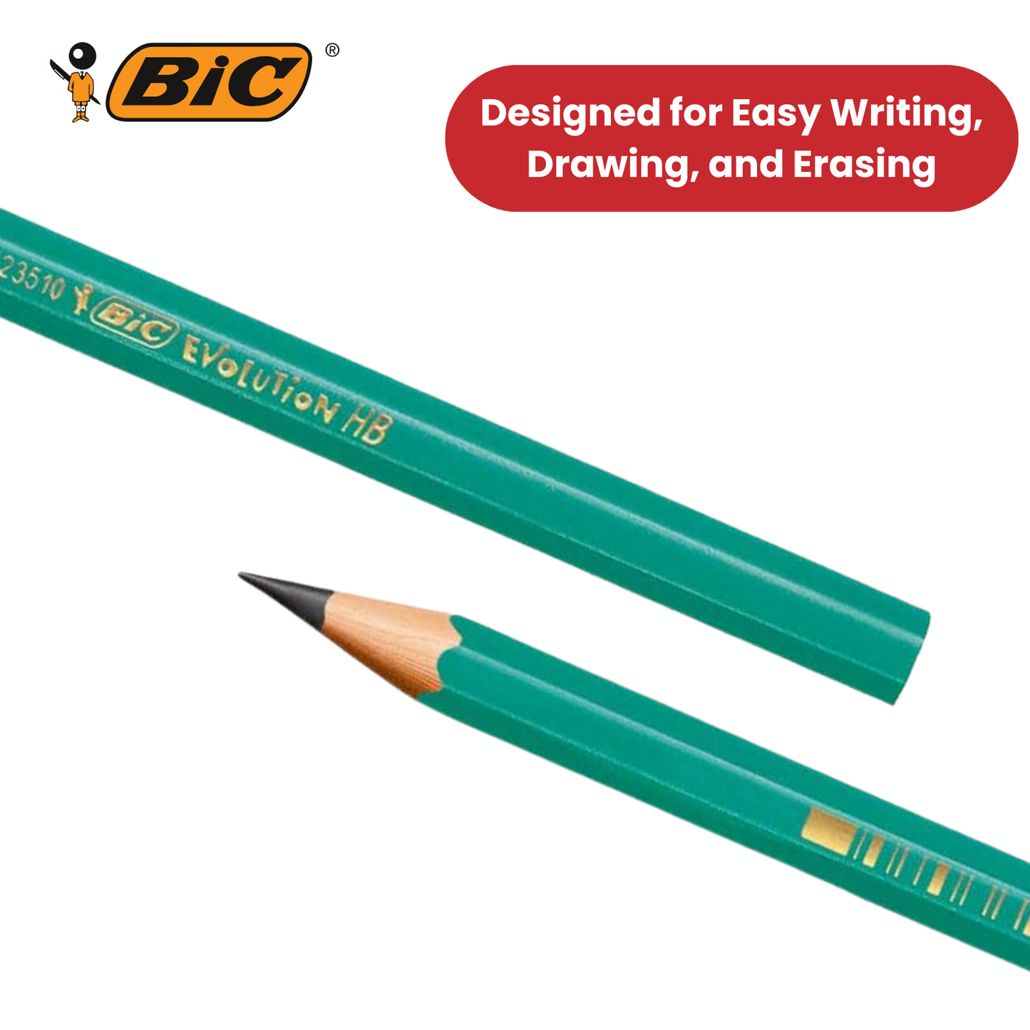 BIC Evolution Original HB Graphite Pencils - 4 Count (Pack of 1) - Pack of 1 to 5