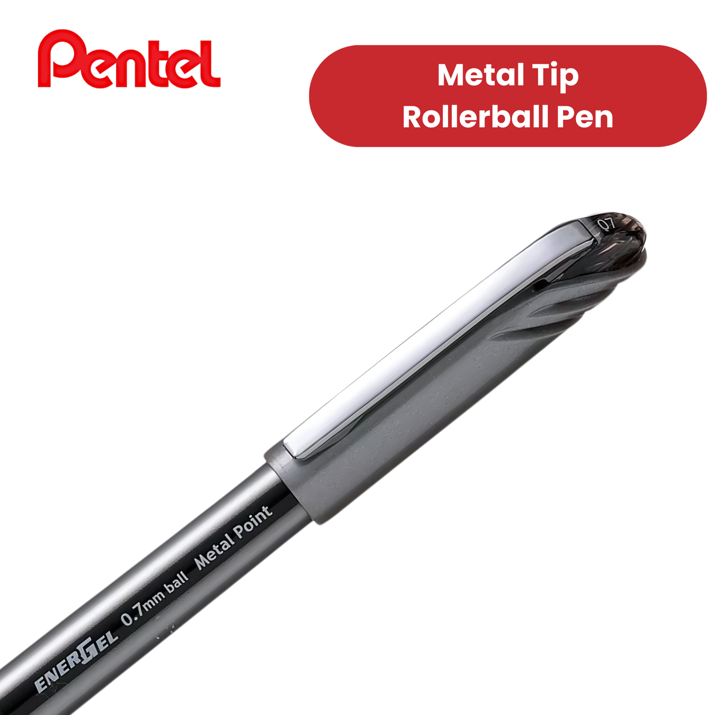 PENTEL ENERGEL METAL TIP ROLLERBALL BLK - Pack of 12 - 1 to 5 Packs